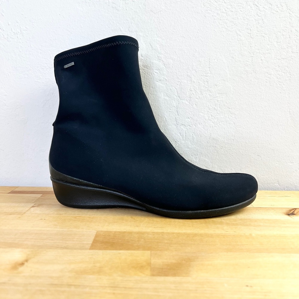 Ecco Ankle Boots Gore-Tex Wedge Women Size 38 / 7.5 Black Neoprene Sock Boot